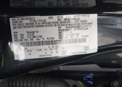 2015 Ford Focus Titanium from USA, damaged, VIN 1FADP3J28FL213712